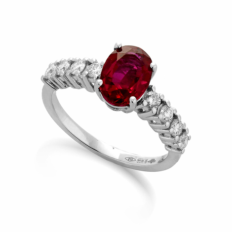 Anello oro 9Kt lab grown diamond ruby Eureka