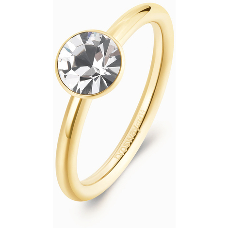 Anello solitario in acciaio gold Brosway
