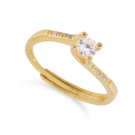Anello solitario in argento925 gold con zirconi