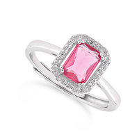 anello solitario in argento 925 con zircone rubino