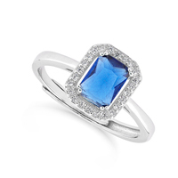 anello solitario in argento925 con zircone zaffiro