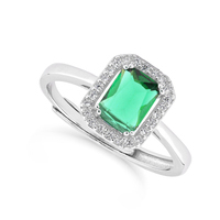 anello solitario in argento925 zircone smeraldo