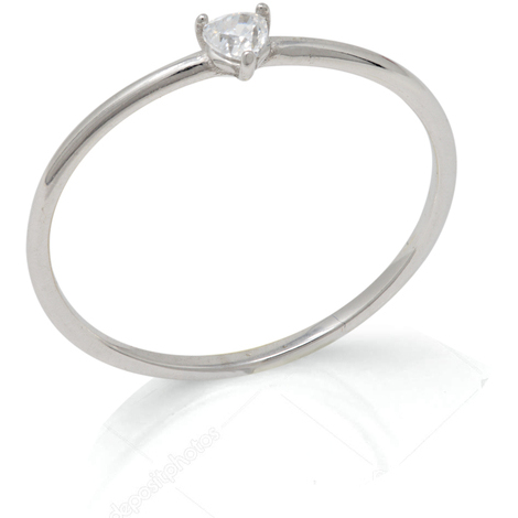 Anello solitario in oro 9 Kt con zircone cuore