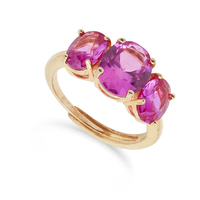 anello trilogy in argento gold con zirconi fucsia