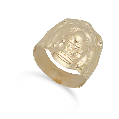 Anello uomo testa di leone in oro giallo 9kt