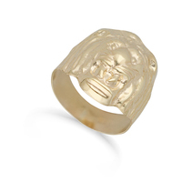 anello uomo testa di leone in oro giallo 9kt