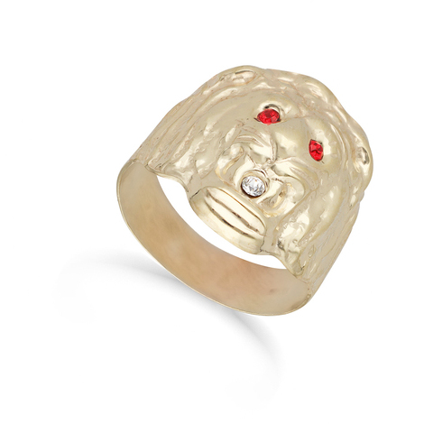 Anello uomo testa di leone in oro giallo 9kt