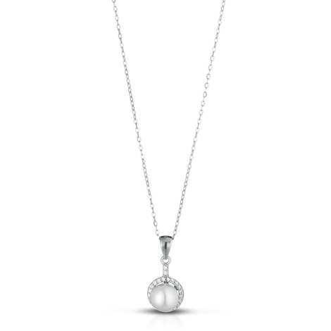 Collana in argento con ciondolo perla decorativa