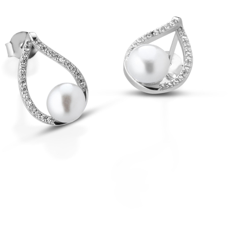 Orecchini in argento con perla decorativa e goccia