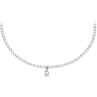 collana blu amante oro 18kt, diam. 0.008 e perle