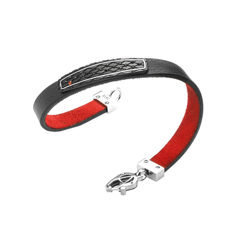 Bracciale in pelle con inserti in acciaio