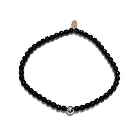 Bracciale con mini sfere in vetro di Murano nero