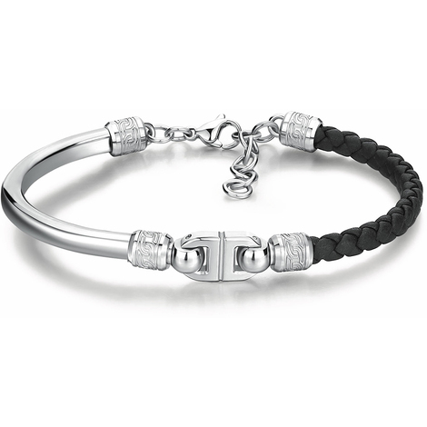 Bracciale da uomo acciaio e pelle Brosway Knocker