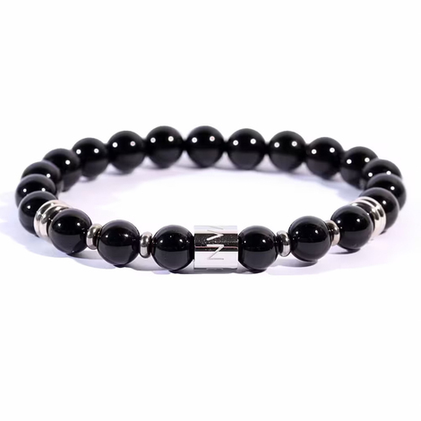 Bracciale da uomo elastico con pietre agata