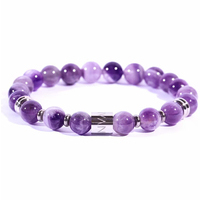 bracciale da uomo elastico con pietre ametista