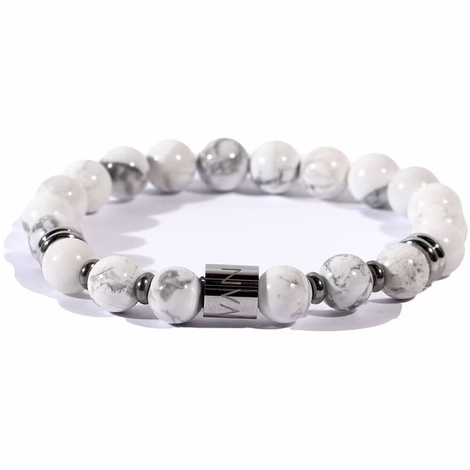 Bracciale da uomo elastico con pietre howlite
