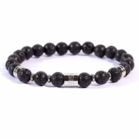 bracciale da uomo elastico con pietre laviche