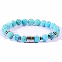 bracciale da uomo elastico con pietre turchesi 