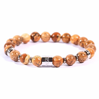 bracciale da uomo elastico pietre jasper paesina