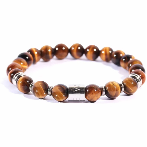 Bracciale da uomo elastico pietre occhio di tigre