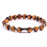 bracciale da uomo elastico pietre occhio di tigre