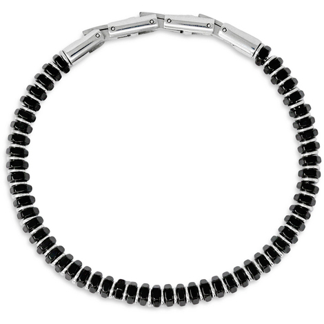 Bracciale da uomo in acciaio e pietre nere Sognami