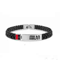 bracciale del milan in cuoio e acciaio lowell