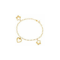 bracciale donna con cuore e due stelle in oro 9kt