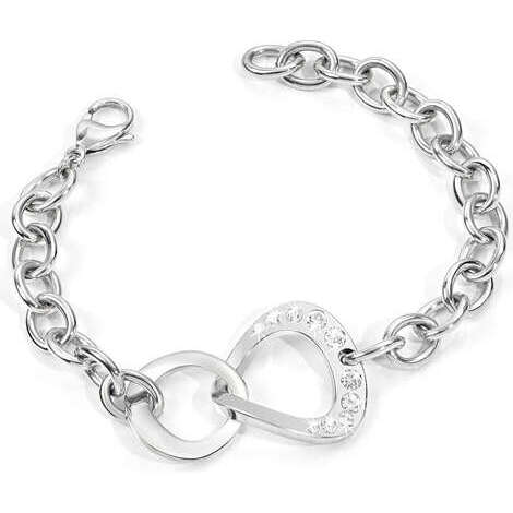 s.Oliver 2036833 Bracelet en acier inoxydable pour femme 17 + 3 cm Argenté Livré dans une boîte cadeau, 17 centimeters, Acier inoxydable, Sans