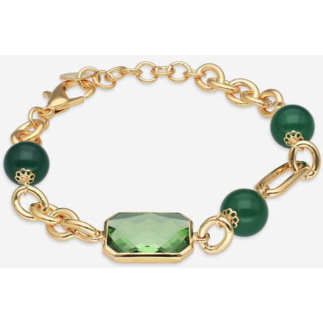 Bracciale Evita in ottone con perle verdi