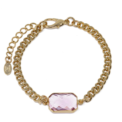 Bracciale Evita in ottone gold con cristallo rosa