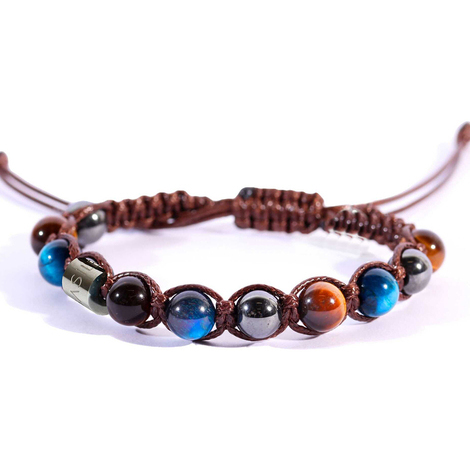 Bracciale filo con pietre marrone-blu-argento I.B.