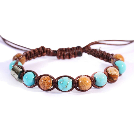 Bracciale filo e pietre celeste-sabbia Ivan Basile