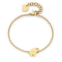 bracciale in acciaio click gold con elefante 