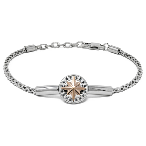 Bracciale in acciaio con centrale rosa dei venti