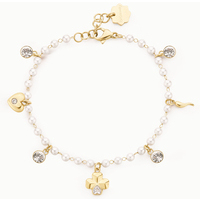 bracciale in acciaio portafortuna e perle brosway