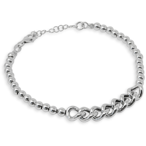 Bracciale in argento 925 con sfere e catena