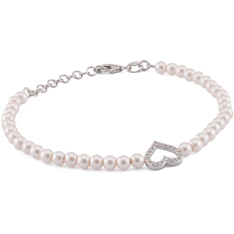 Bracciale in argento con perle e cuore centrale
