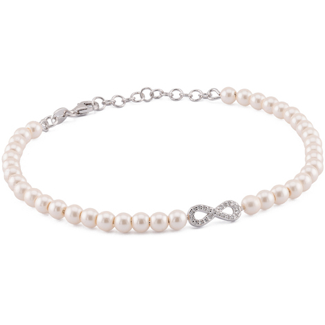 Bracciale in argento con perle e infinito