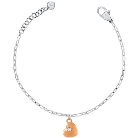 Bracciale Ops in acciaio silver con cuore rosato