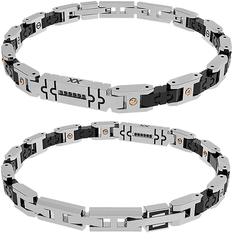 Bracciale reversibile Rosso Amante acciaio, pietre