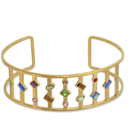 Bracciale rigido con pietre colorate in acciaio An