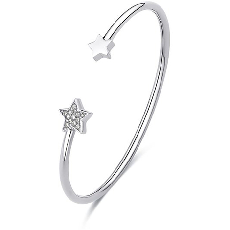 S'Agapõ Bracciale Rigido Donna Acciaio 316L – Quadrifoglio Con Cristallo, Collezione Be My Always SBM61