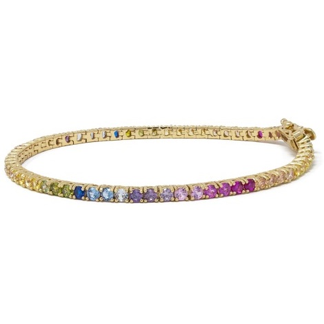 Bracciale tennis arcobaleno in argento925 gold