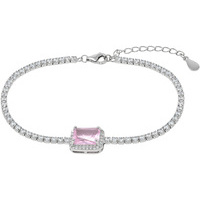 bracciale tennis in argento925 con centrale rosa