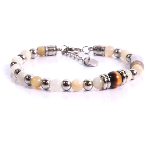 Bracciale uomo a pietra di luna e occhio di tigre