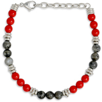 bracciale uomo acciaio pietre rosso-grigio sognami