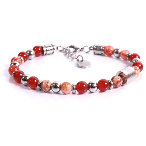 Bracciale uomo con pietre agata e pietre cornolia
