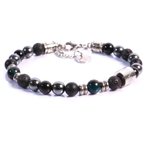 Bracciale uomo con pietre onice, agata e ematite