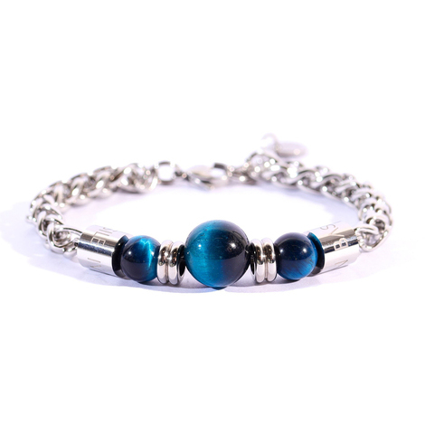 Bracciale uomo in acciaio a gancio con pietre